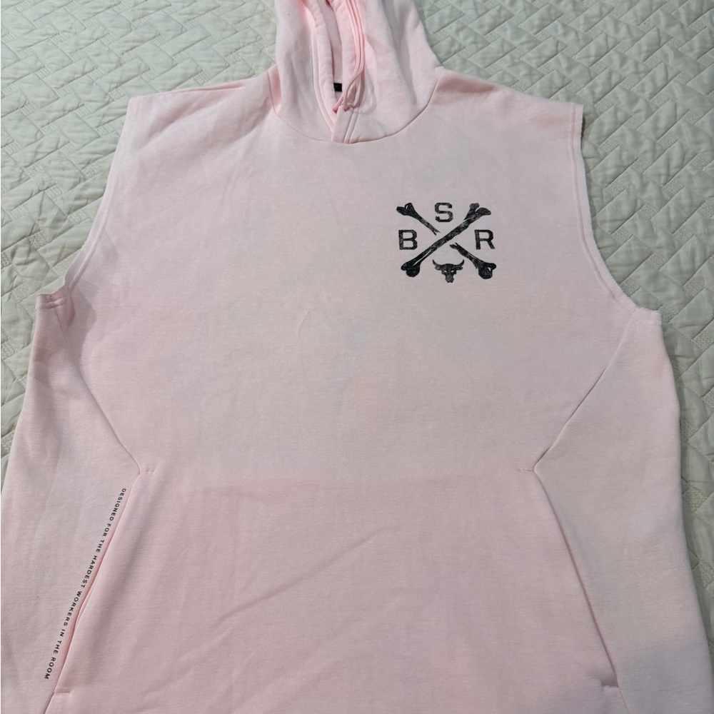 Under Armour Project Rock Pink Sleeveless Hoodie